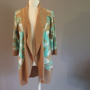 L pattern long cardigan